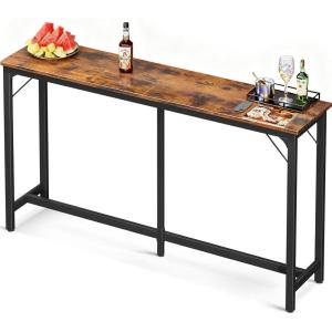 ODK 54 Inch Bar Table, Bar Height Pub Table, Counter Height Bar Table, Rectangular High Top Kitchen & Dining Counter Tables with Sturdy Legs & Easy-to-Clean Top, Indoor use, Rustic Brown(Vintage Brown)