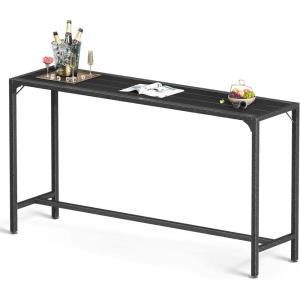 ODK 63 Inch Outdoor Bar Table, Patio Bar Height, Tall Bar Counter Pub Dining Table with Weather Resistant Waterproof Top for Hot Tub, Garden, Balcony, Poolside, Black