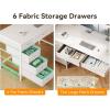 ODK Computer Desk with 6 Drawers, 40 Inch Small Desk with Storage, Reversible Desk with Headphone Hook for Home Office, Work Study Table for Bedroom, White(White)