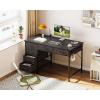 ODK Computer Desk with 6 Drawers, 40 Inch Small Desk with Storage, Reversible Desk with Headphone Hook for Home Office, Work Study Table for Bedroom, White(Black)