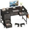 ODK Computer Desk with 6 Drawers, 40 Inch Small Desk with Storage, Reversible Desk with Headphone Hook for Home Office, Work Study Table for Bedroom, White(Black)