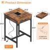 ODK 24×24 Inch Bar Table with Power Outlets & Storage, Modern Counter Height Pub Table with Sturdy Legs for Kitchen & Dining, High Top Console Indoor Table, Vintage