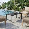 ODK Outdoor Coffee Table with Double-Layer Storage, Rectangle Weather-Resistant Patio Coffee Table for Garden, Balcony, Hot Tub, Poolside, Heavy-Duty Metal Frame, Black(Black)