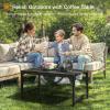 ODK Outdoor Coffee Table with Double-Layer Storage, Rectangle Weather-Resistant Patio Coffee Table for Garden, Balcony, Hot Tub, Poolside, Heavy-Duty Metal Frame, Black(Black)