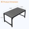 ODK Outdoor Coffee Table with Double-Layer Storage, Rectangle Weather-Resistant Patio Coffee Table for Garden, Balcony, Hot Tub, Poolside, Heavy-Duty Metal Frame, Black(Black)