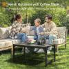 ODK Outdoor Coffee Table with Double-Layer Storage, Rectangle Weather-Resistant Patio Coffee Table for Garden, Balcony, Hot Tub, Poolside, Heavy-Duty Metal Frame, Black(Grey)