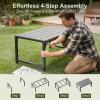 ODK Outdoor Coffee Table with Double-Layer Storage, Rectangle Weather-Resistant Patio Coffee Table for Garden, Balcony, Hot Tub, Poolside, Heavy-Duty Metal Frame, Black(Grey)