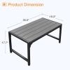 ODK Outdoor Coffee Table with Double-Layer Storage, Rectangle Weather-Resistant Patio Coffee Table for Garden, Balcony, Hot Tub, Poolside, Heavy-Duty Metal Frame, Black(Grey)