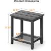 ODK Outdoor Double Side Table, Adirondack Patio End Table with Weather-Resistant Waterproof Top for Hot Tub Garden, Balcony, Poolside, Black(Grey)