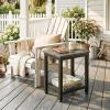 ODK Outdoor Double Side Table, Adirondack Patio End Table with Weather-Resistant Waterproof Top for Hot Tub Garden, Balcony, Poolside, Black(Grey)