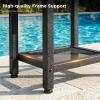 ODK Outdoor Double Side Table, Adirondack Patio End Table with Weather-Resistant Waterproof Top for Hot Tub Garden, Balcony, Poolside, Black(Grey)
