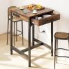 ODK 24×24 Inch Bar Table with Power Outlets & Storage, Modern Counter Height Pub Table with Sturdy Legs for Kitchen & Dining, High Top Console Indoor Table, Vintage