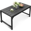ODK Outdoor Coffee Table with Double-Layer Storage, Rectangle Weather-Resistant Patio Coffee Table for Garden, Balcony, Hot Tub, Poolside, Heavy-Duty Metal Frame, Black(Black)