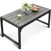ODK Outdoor Coffee Table with Double-Layer Storage, Rectangle Weather-Resistant Patio Coffee Table for Garden, Balcony, Hot Tub, Poolside, Heavy-Duty Metal Frame, Black(Grey)