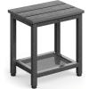 ODK Outdoor Double Side Table, Adirondack Patio End Table with Weather-Resistant Waterproof Top for Hot Tub Garden, Balcony, Poolside, Black(Grey)