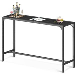 ODK 55 Inch Outdoor Bar Table, Patio Counter Bar Height Table with Weather Resistant Waterproof Top for Garden, Hot Tub, Yard, Balcony, Poolside, Indoor (Black)