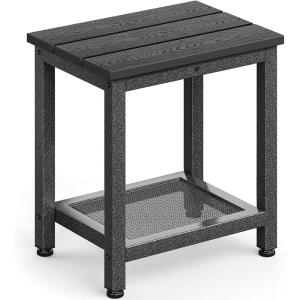 ODK Outdoor Double Side Table, Adirondack Patio End Table with Weather-Resistant Waterproof Top for Hot Tub Garden, Balcony, Poolside, Black(Black)