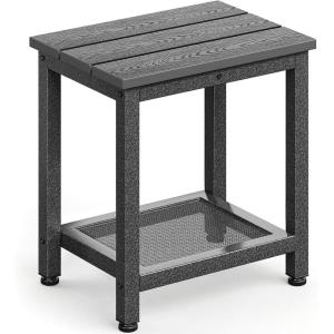 ODK Outdoor Double Side Table, Adirondack Patio End Table with Weather-Resistant Waterproof Top for Hot Tub Garden, Balcony, Poolside, Black(Grey)