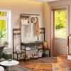 ODK Parent-Child Hall Tree with Bench and Shoe Storage, Freestanding Coat Rack with Drawers, Entryway Rack with Metal Frame and Hooks, for Entrance, Foyer, Mudroom