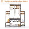 ODK Parent-Child Hall Tree with Bench and Shoe Storage, Freestanding Coat Rack with Drawers, Entryway Rack with Metal Frame and Hooks, for Entrance, Foyer, Mudroom