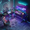 Casaottima L Shaped Gaming Desk, Home Office Desk with Round Corner, Computer Desk with Large Monitor Stand Desk Workstation, 51 inches(Black)