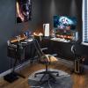 Casaottima L Shaped Gaming Desk, Home Office Desk with Round Corner, Computer Desk with Large Monitor Stand Desk Workstation, 51 inches(Black)