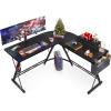 Casaottima L Shaped Gaming Desk, Home Office Desk with Round Corner, Computer Desk with Large Monitor Stand Desk Workstation, 51 inches(Black)