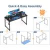 Casaottima 48 Inch Small Computer Desk for Home Office, Study Writing Table for Small Spaces, Simple Modern Desk with Headphone Hooks, Pure Black(Black)