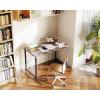Casaottima 48 Inch Small Computer Desk for Home Office, Study Writing Table for Small Spaces, Simple Modern Desk with Headphone Hooks, Pure Black(Grey Oak)