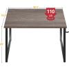 Casaottima 48 Inch Small Computer Desk for Home Office, Study Writing Table for Small Spaces, Simple Modern Desk with Headphone Hooks, Pure Black(Grey Oak)