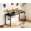 Casaottima 48 Inch Small Computer Desk for Home Office, Study Writing Table for Small Spaces, Simple Modern Desk with Headphone Hooks, Pure Black(Pure Black)