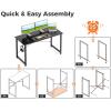 Casaottima 48 Inch Small Computer Desk for Home Office, Study Writing Table for Small Spaces, Simple Modern Desk with Headphone Hooks, Pure Black(Pure Black)