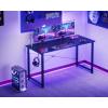 Casaottima 48 Inch Small Computer Desk for Home Office, Study Writing Table for Small Spaces, Simple Modern Desk with Headphone Hooks, Pure Black(Pure Black)