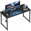Casaottima 48 Inch Small Computer Desk for Home Office, Study Writing Table for Small Spaces, Simple Modern Desk with Headphone Hooks, Pure Black(Deep Black)