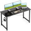 Casaottima 48 Inch Small Computer Desk for Home Office, Study Writing Table for Small Spaces, Simple Modern Desk with Headphone Hooks, Pure Black(Pure Black)